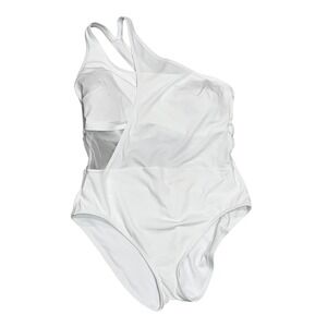 Adore Me Alaine White Plus Size One-Piece Swimsuit Asymmetrical Cutout 2X